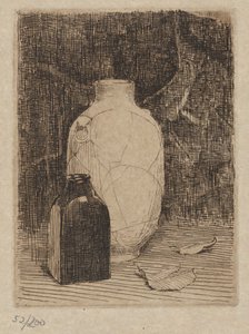 Stilleben med vase og flaske av Emil Carlsen