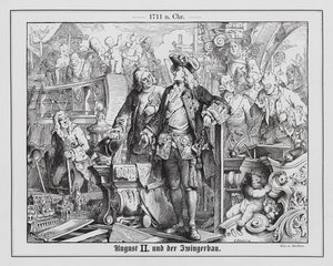 Augustus II, kurfyrste av Sachsen og konge av Polen, og bygningen til Zwinger-palasset av Emil Eugen Sachsse