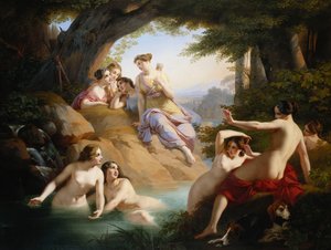 Diana og nymfer som bader, 1846 av Emil Jacobs
