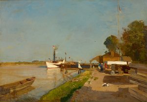 Dampbåtstasjonen på Donau overfor Kaisermühlen av Emil Jakob Schindler