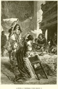 En kveldsmat i Whitehall under Charles II av Emile Antoine Bayard