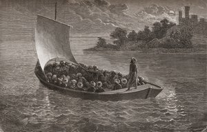 Arminio Vambery og hans følgesvenner som navigerte det kaspiske hav i 1863, illustrasjon fra 