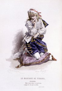 Komplett verk av Beaumarchais (1732-1799) av Edouard Fournier. tegning av Emile Bayard. Ed. Laplace, Sanchez et Cie, Paris 1876. Dette er Suzanne i «The Wedding of Figaro» av Emile Antoine Bayard