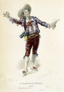 Figaro i "Barberen fra Sevilla" i "Oeuvres completes de Beaumarchais", red. Laplace Sanchez & cie, Paris av Emile Antoine Bayard