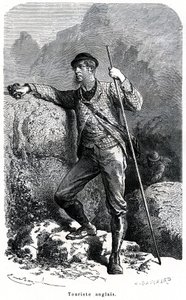 Portrett av engelsk turist av Emile Bayard - turisme på 1800-tallet - illustrasjon av boken "" Moors and Characters of Peoples"", utgave 1884 - av Emile Antoine Bayard