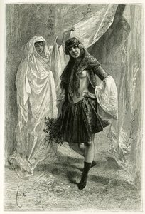 Portrett av Ziba Khanoum, persisk prinsesse. Gravering av E.Bayard, etter et fotografi, for å illustrere historien "" Persia, Chaldee og Susiane"" i 1881-1882, av Jane Dieulafoy (nee Magre) av Emile Antoine Bayard