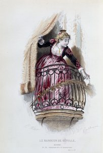 Rosine i "Barberen i Sevilla" av Pierre Augustin Caron de Beaumarchais (1732-1799), tegninger av Emile Bayard (1837-1891) av Emile Antoine Bayard