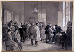 Scener med inokulering i laboratoriet til Normalskolen i 1886 (tegning) av Emile Antoine Bayard