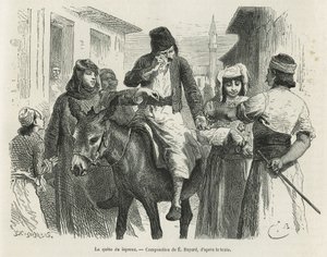 The Leproux Quest in Chio, tegning av Emile Bayard, for å illustrere historien «Øya Chio» (Østlige Tyrkia), i 1877, av Dr. A.Testevuide. Gravering i Le tour du monde av Emile Antoine Bayard