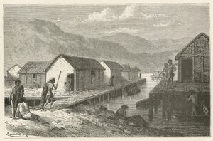 En landsby ved innsjøen i Sveits under bronsealderen av Emile Antoine Bayard