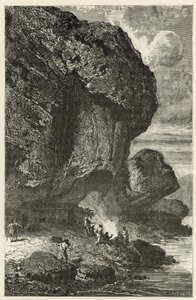 Utsikt over fjellskjulet til Bruniquel, menneskets hjem i reinsdyrtiden av Emile Antoine Bayard