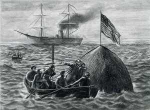 illustrasjon til romanen "Fra jorden til månen" av Emile Antoine Bayard