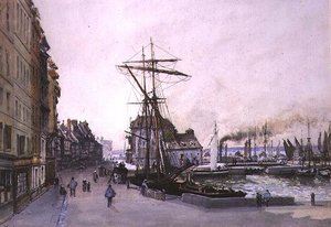 The Quay at Honfleur (akvarell) av Emile Antoine Francois Herson