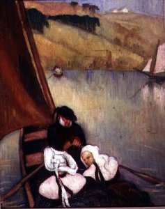 Bretonske kvinner i en fergebåt, ca. 1900 (olje på lerret) av Emile Bernard