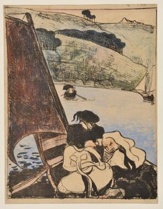 Bretonere i en båt på Aven av Emile Bernard