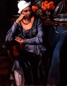 Negress with a Cloche Hat (olje på lerret) av Emile Bernard