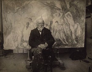 Paul Cézanne i sitt studio i Les Lauves, 1904. av Emile Bernard