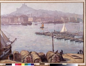 Den gamle havnen i Marseille og Notre Dame de la Garde (Notre-Dame-de-la-Garde), også kalt den gode mor”” Maleri av Emile Bernard (1868-1941) 1929 Dim. 77,5x107 cm Obligatorisk omtale: Samlingsstiftelsen hilsen Provence, Marseille av Emile Bernard