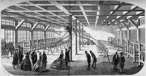 Internal view of the diamond cutting of Messrs. Gaensly and Bernard near the barrier of Maine in 1859, during the visit of Napoleon III (1808-1873) and the Impress Eugenie (Eugenie de Montijo