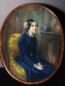 Portrett av Idalia Poletika (?) (Portrett av I. Poletika). Verk av Emile Francois Dessain (1808-1882), akvarell og pastell på papir av Emile Francois Dessain