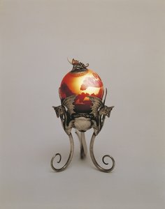 Nærbilde av en tent glasslampe, Nancy, Frankrike av Emile Galle