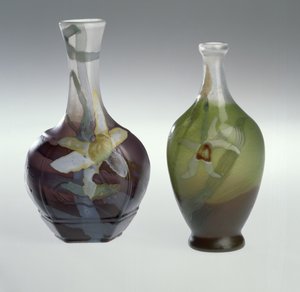 Marquetry på glass og gravert vase ca.1900