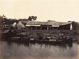 Utsikt over den kinesiske byen Cholen-ark nr. 2, Saigon, Cochinchina, 1866. av Emile Gsell