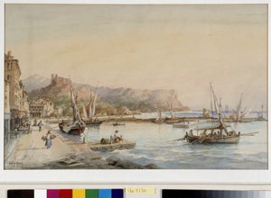 Utsikt over havnen i Cassis Akvarell av Emile Henry (1822-1920) Fondation regards de Provence, Marseille av Emile Henry