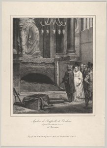 Rafaels grav, åpnet 14. september 1833, Pantheon, Roma, 1833. av Emile Jean Horace Vernet