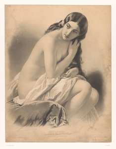 Sittende naken kvinne som ser på en veps La guêpe (tittel på objekt) Studier av utvalgte artister (serietittel) Etudes choisies (serietittel på objekt)
