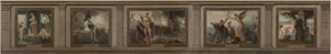 Skisse for rådhuset i det 16. arrondissementet i Paris (halvsirkelformet salong): Barndom, ungdom, mening, ære, alderdom: Livets aldre, i 1884 (olje på lerret) av Emile Levy