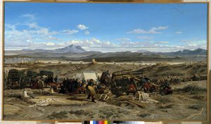 Camp opp ved middagstid. Maleri av Emile Loubon (1809-1863). Olje på lerret. Musee Granet, Aix en provence