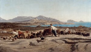 Utsikt over Marseille, med Aygaladen på en dagstur - Maleri av Emile Loubon (1809-1863)
