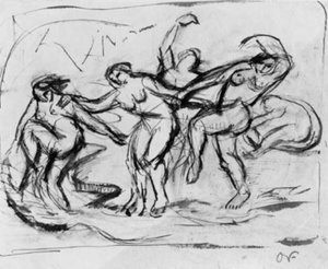 Figurkomposisjon med badende og dansende kvinner. av Emile Othon Friesz
