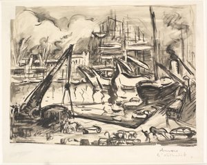Havnebassenget Kattendick i Antwerpen. av Emile Othon Friesz