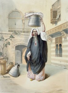 Ung arabisk jente som vender tilbake fra Hammam i Kairo, illustrasjon fra 
