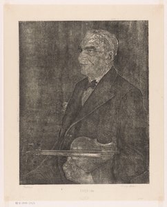 Portrett av kunstnerens far med fiolin av Emilius Wilhelmus Dehé (signed by artist)