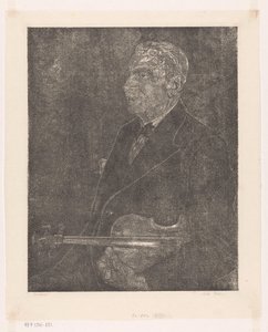 Portrett av kunstnerens far med fiolin av Emilius Wilhelmus Dehé (signed by artist)
