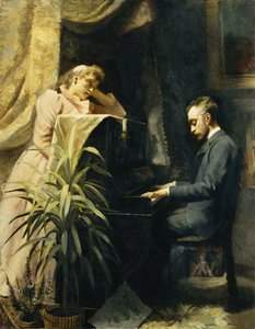 På pianoet, 1891 av Emma Sparre