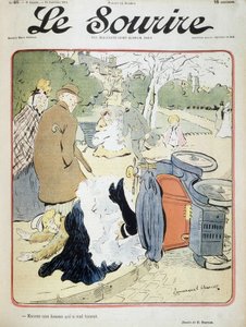Bilulykke: "En annen kvinne som går galt."" Illustrasjon av Emmanuel Barcet (1870-1940) - i "" Le Smile"" fra 19.01.1901 av Emmanuel Barcet