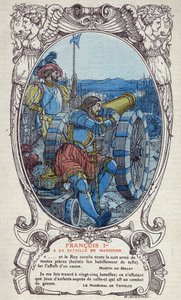 Kongen av Frankrike Francois I (1494-1547) i slaget ved Marignan 13. og 14. september 1515. Gravering av 1914 av Emmanuel Blanche (1880-1946).DR Privat samling. av Emmanuel Blanche