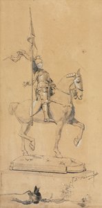 Jeanne d#39;Arc til hest, ca. 1889-1899 (penn og svart blekk, blekkvask og hvit forhøyning)