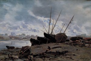 Båter strandet ved Dieppe av Emmanuel Lansyer