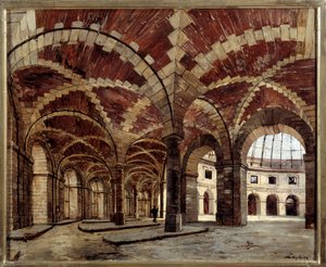 Innvendig utsikt over den gamle hvetehallen. Maleri av Emmanuel Lansyer (1835-1893) av Emmanuel Lansyer