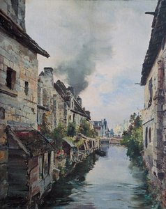 Beaulieu-kanalen, utsikt over broen på veien fra Loches til Beaulieu. 1891 (olje på lerret) av Emmanuel Lansyer