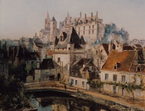 Slottet Loches og Porte des Cordeliers, utsikt fra spinneriet