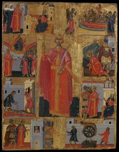 Ikon av St Catherine med Scenes of Her Life (eggtempera på panel)
