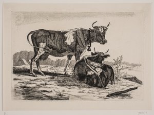 To kyr i et landskap av Emmerik Høegh Guldberg