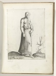 En kvinne fra Spania, kledd i henhold til modus fra ca. 1550 Holdningene til forskjellige nasjoner i vår tidsalder (serietittel) av Enea Vico