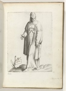 Spania (tittel på objekt) Vrouw i spanske klær. ca. 1550 Holdningene til forskjellige nasjoner i vår tidsalder (serietittel) av Enea Vico